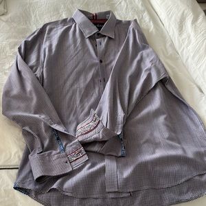 Men’s long-sleeve purple houndstooth button-down